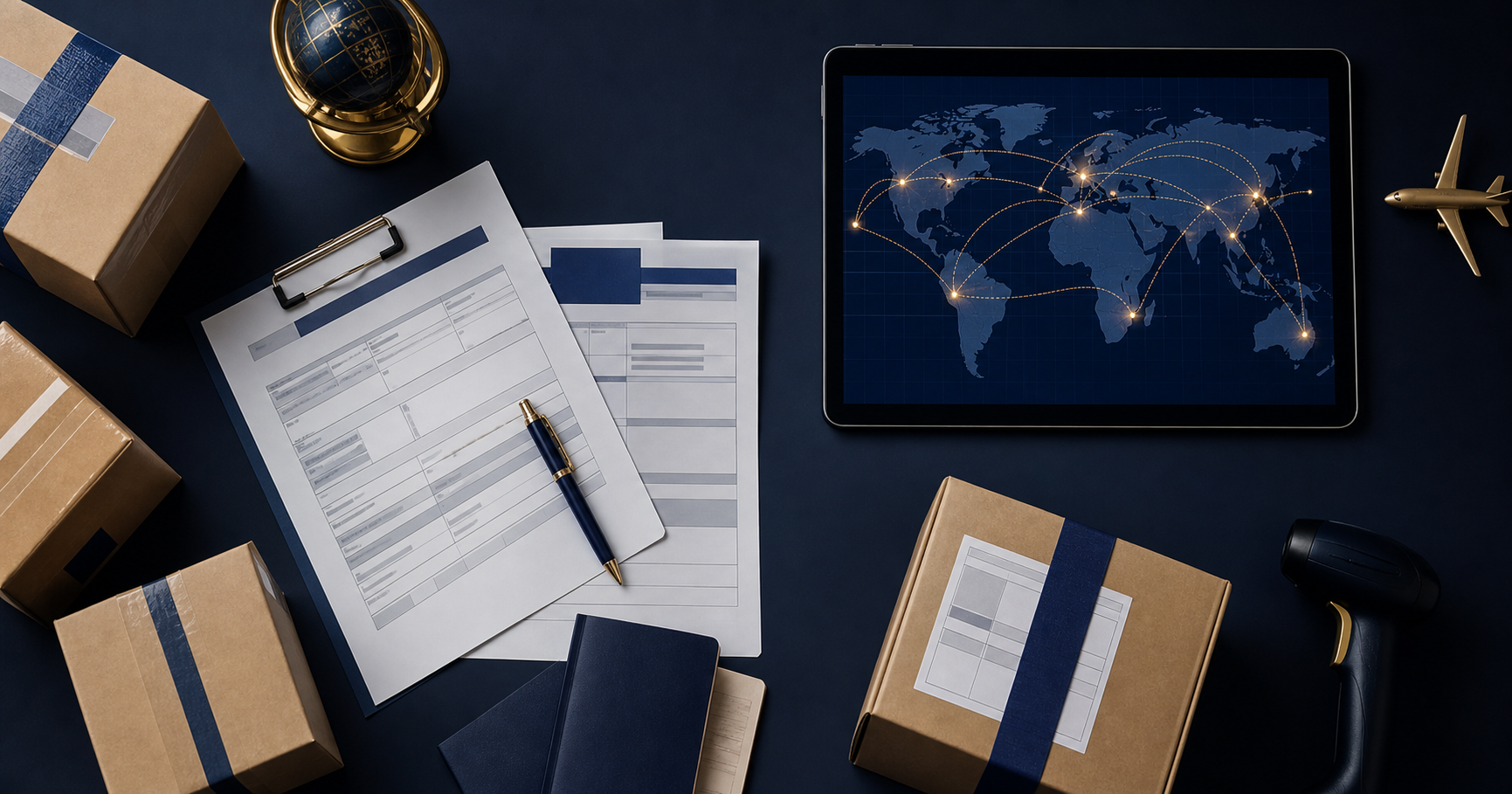 Prepared parcels, route map and shipment documents